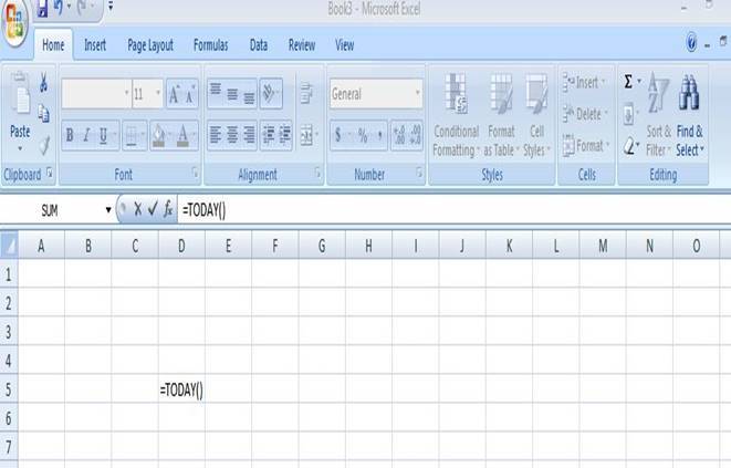 how to insert current date in excel today