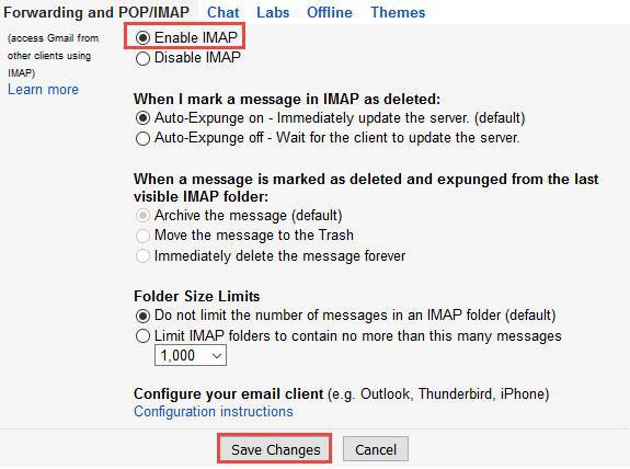 add account imap settings for outlook 2016 to gmail