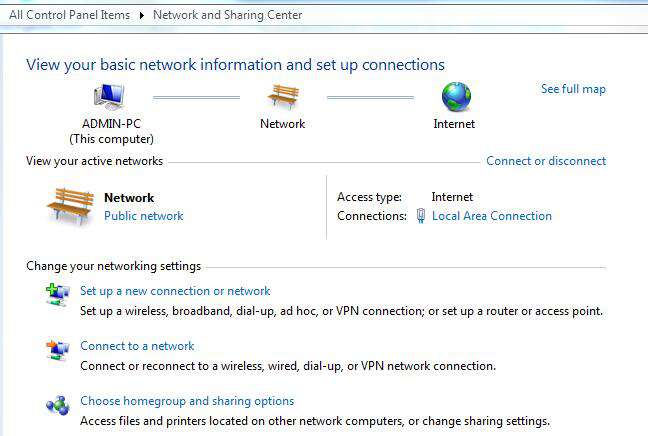 Open Network and Sharing Center in the Control Panel.