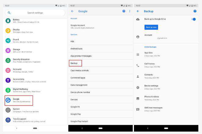 backup Android messages on Google