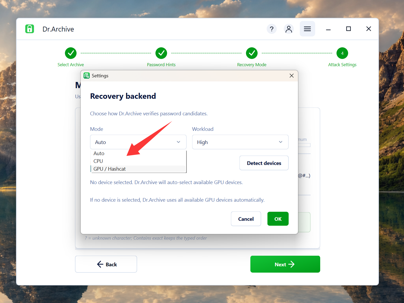 Dr.Archive GPU acceleration settings