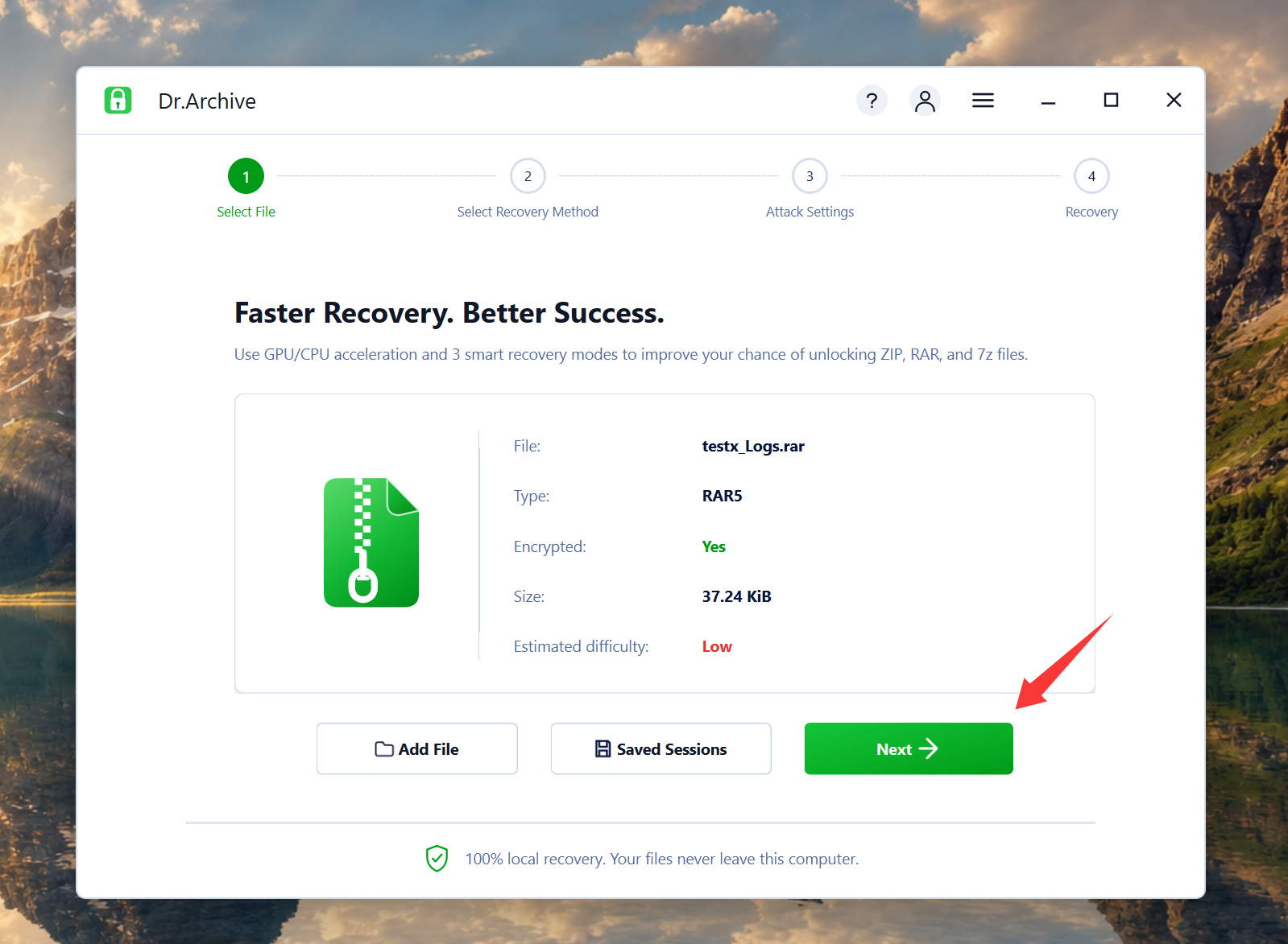 Add locked RAR file to Dr.Archive