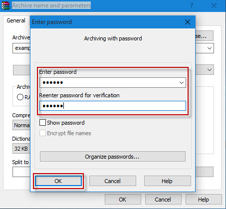 password protect zip file